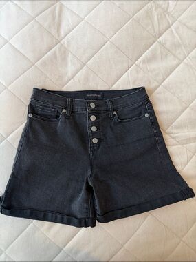Madewell Black High-Rise Button-Fly Denim Shorts